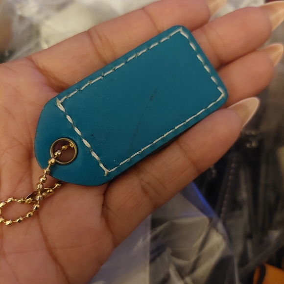 Coach Teal Leather Keychain with Gold Detail - Picture 2 of 3